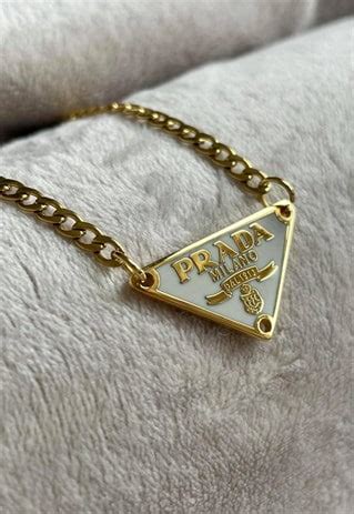 prada necklace white and gold